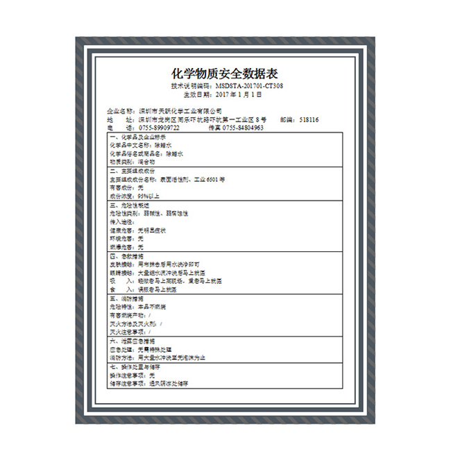 除蜡水MSDS